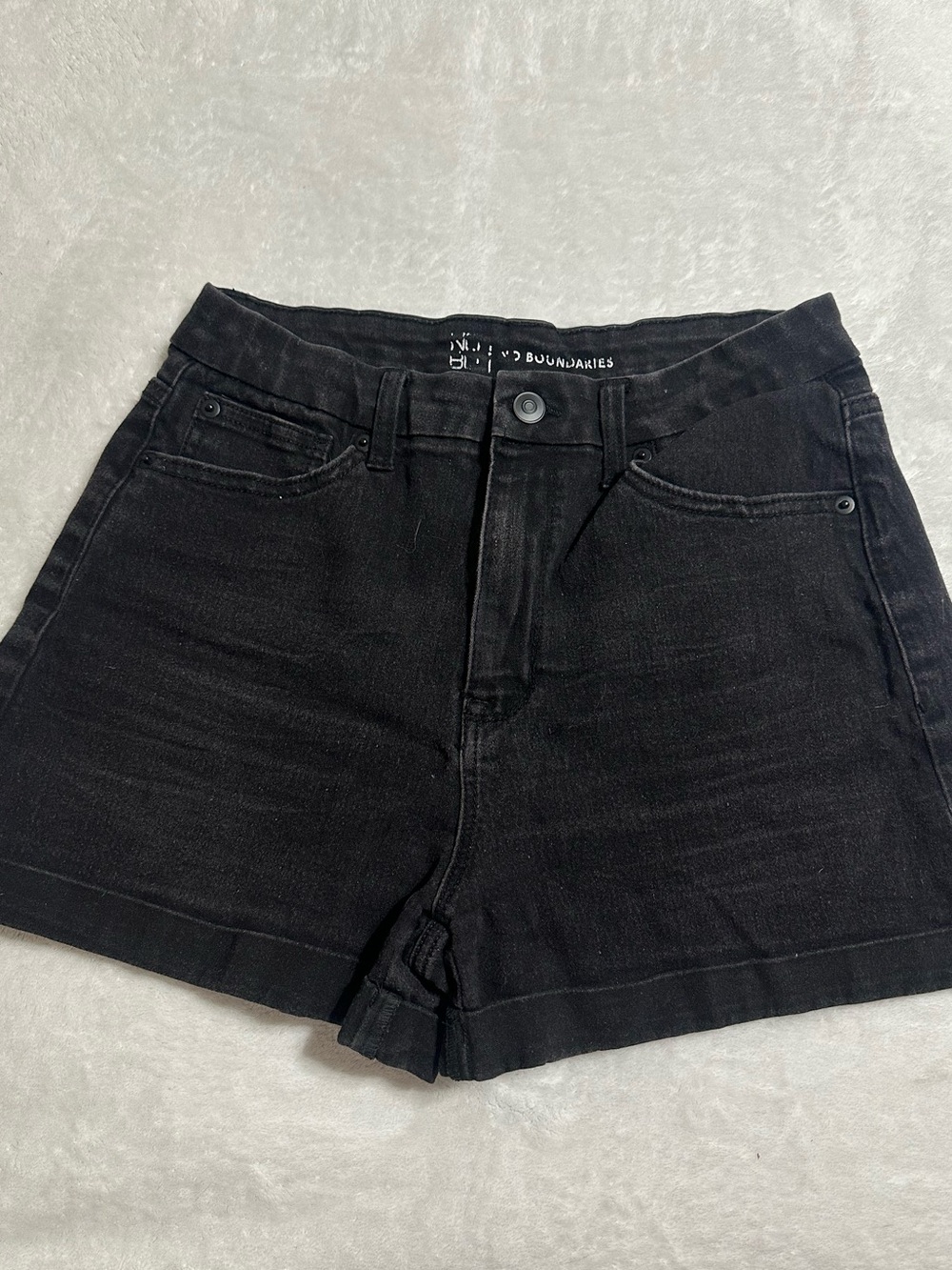 No Boundaries Black Denim Rolled-Hem Shorts